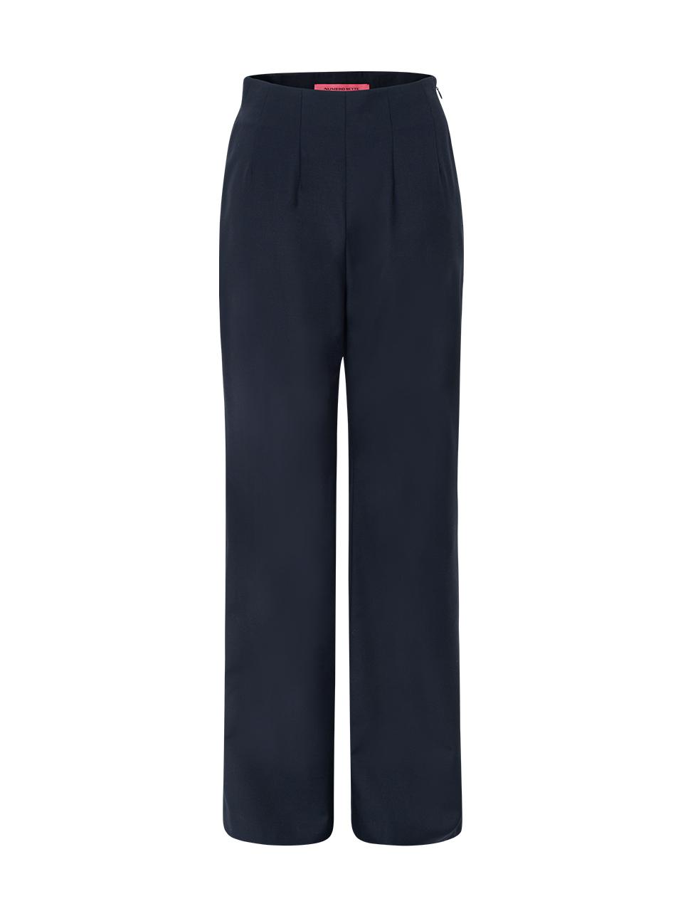NUMERO SETTE High Waist Straight Slim Pants [Navy]