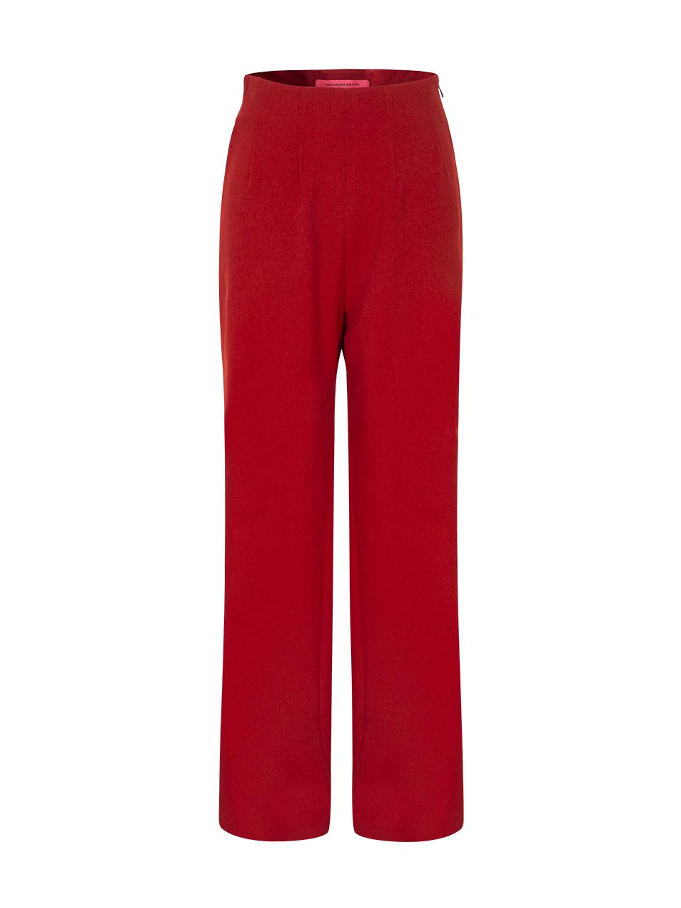 NUMERO SETTE High Waist Straight Slim Pants [Red]