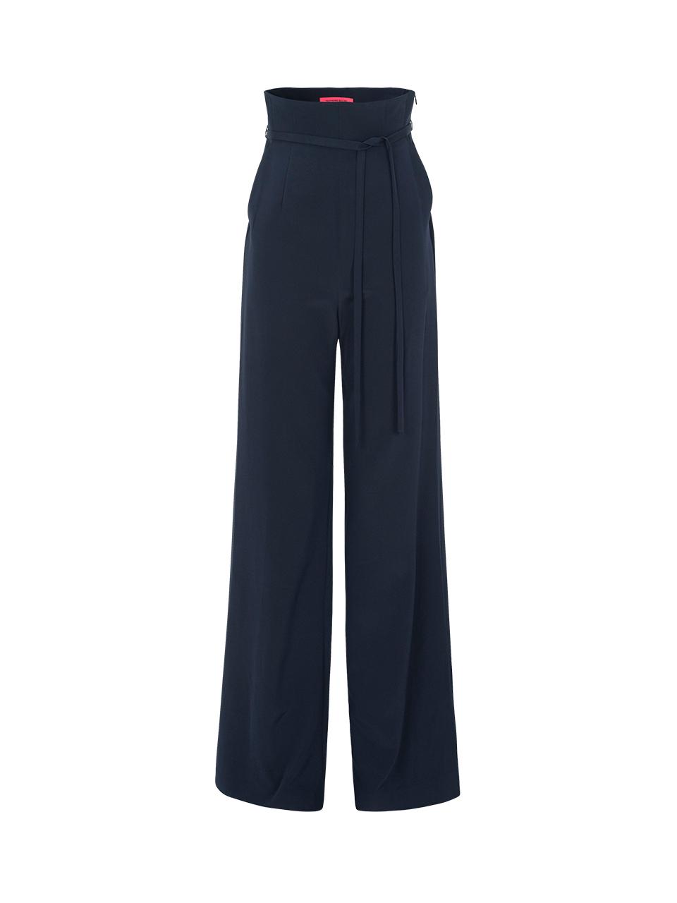 NUMERO SETTE High Waist Strap Flare Pants [Navy]