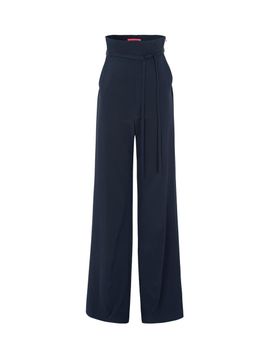 NUMERO SETTE High Waist Strap Flare Pants [Navy]