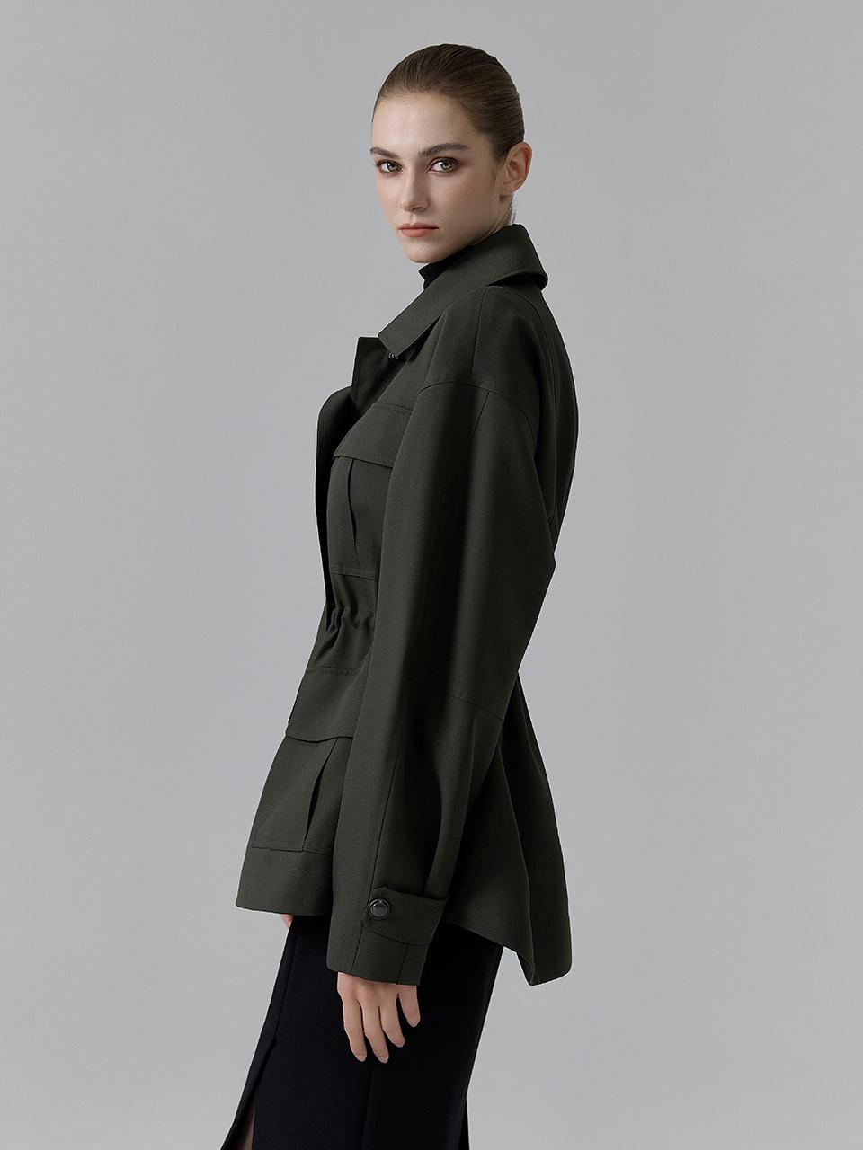 NUMERO SETTE Out Pocket Collar Neck String Field Jacket [Khaki]