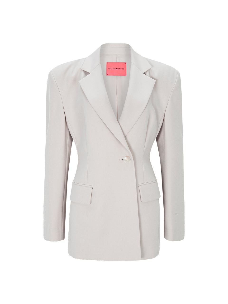 NUMERO SETTE Over Shoulder Half Double Button Polyester Jacket [Beige]