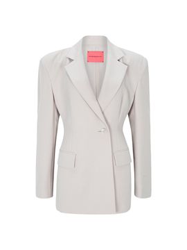 NUMERO SETTE Over Shoulder Half Double Button Polyester Jacket [Beige]