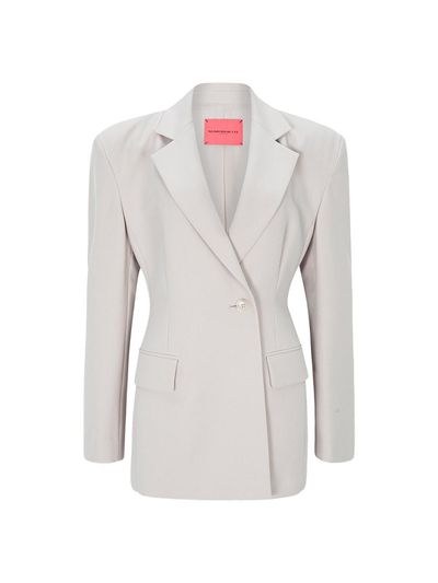 NUMERO SETTE Over Shoulder Half Double Button Polyester Jacket [Beige]