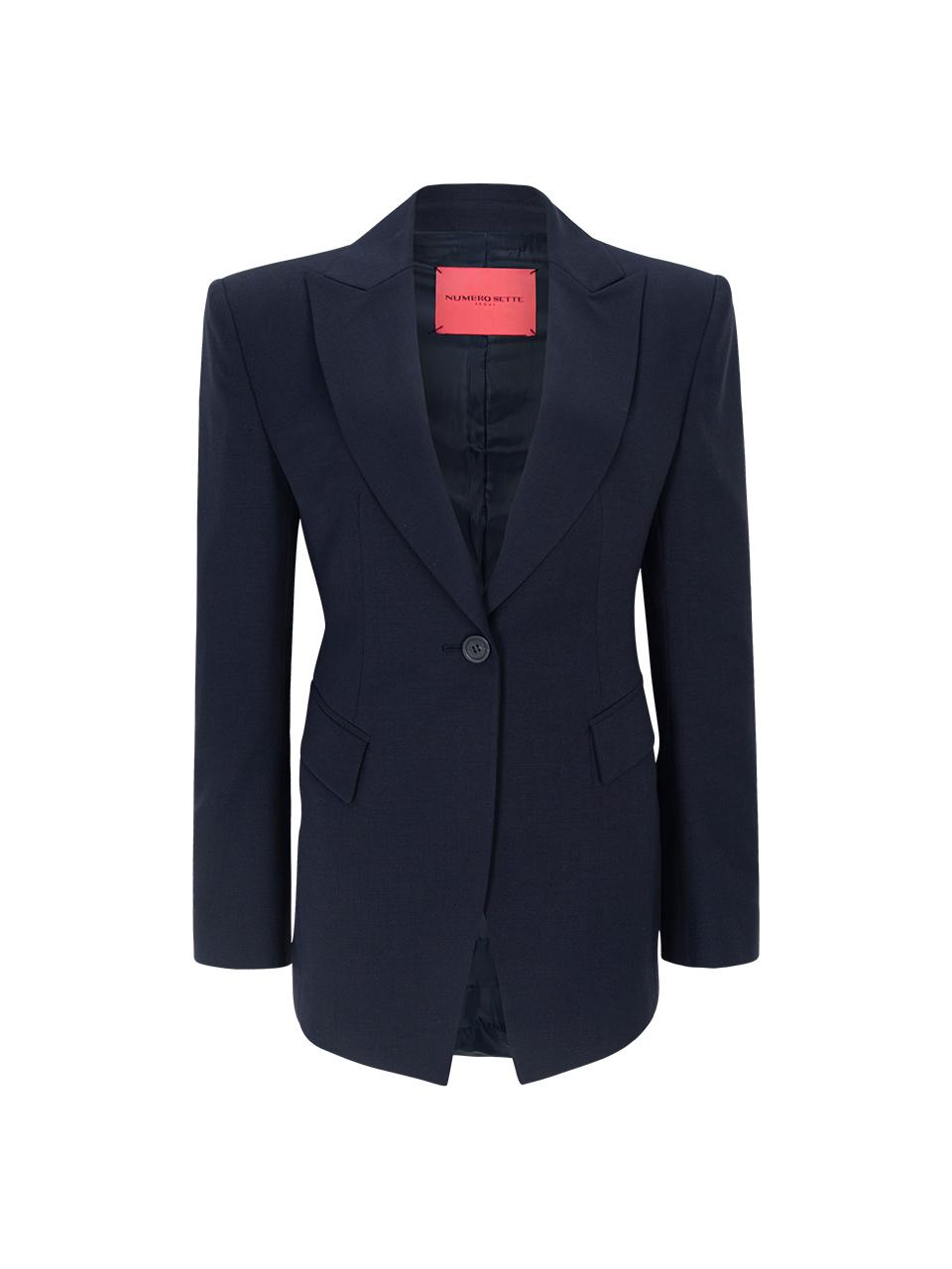 NUMERO SETTE Over Shoulder Tailored Wide Collar Jacket [Navy]