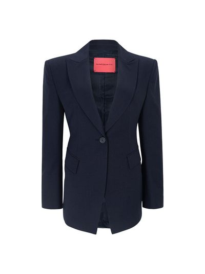 NUMERO SETTE Over Shoulder Tailored Wide Collar Jacket [Navy]
