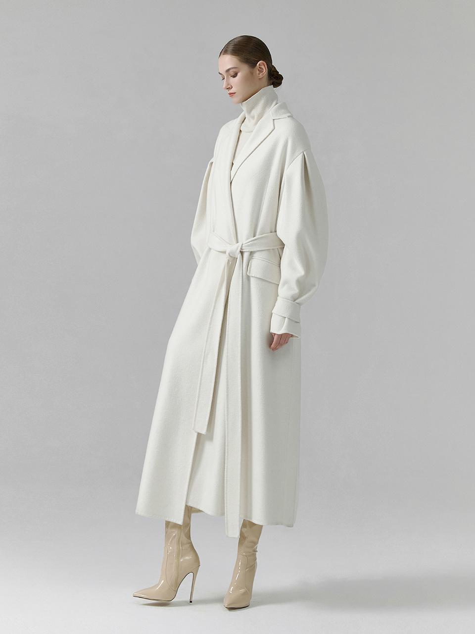 NUMERO SETTE Oversize Wool Cashmere Puffy Sleeve Coat [Beige]