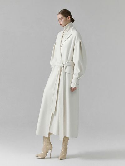 NUMERO SETTE Oversize Wool Cashmere Puffy Sleeve Coat [Beige]