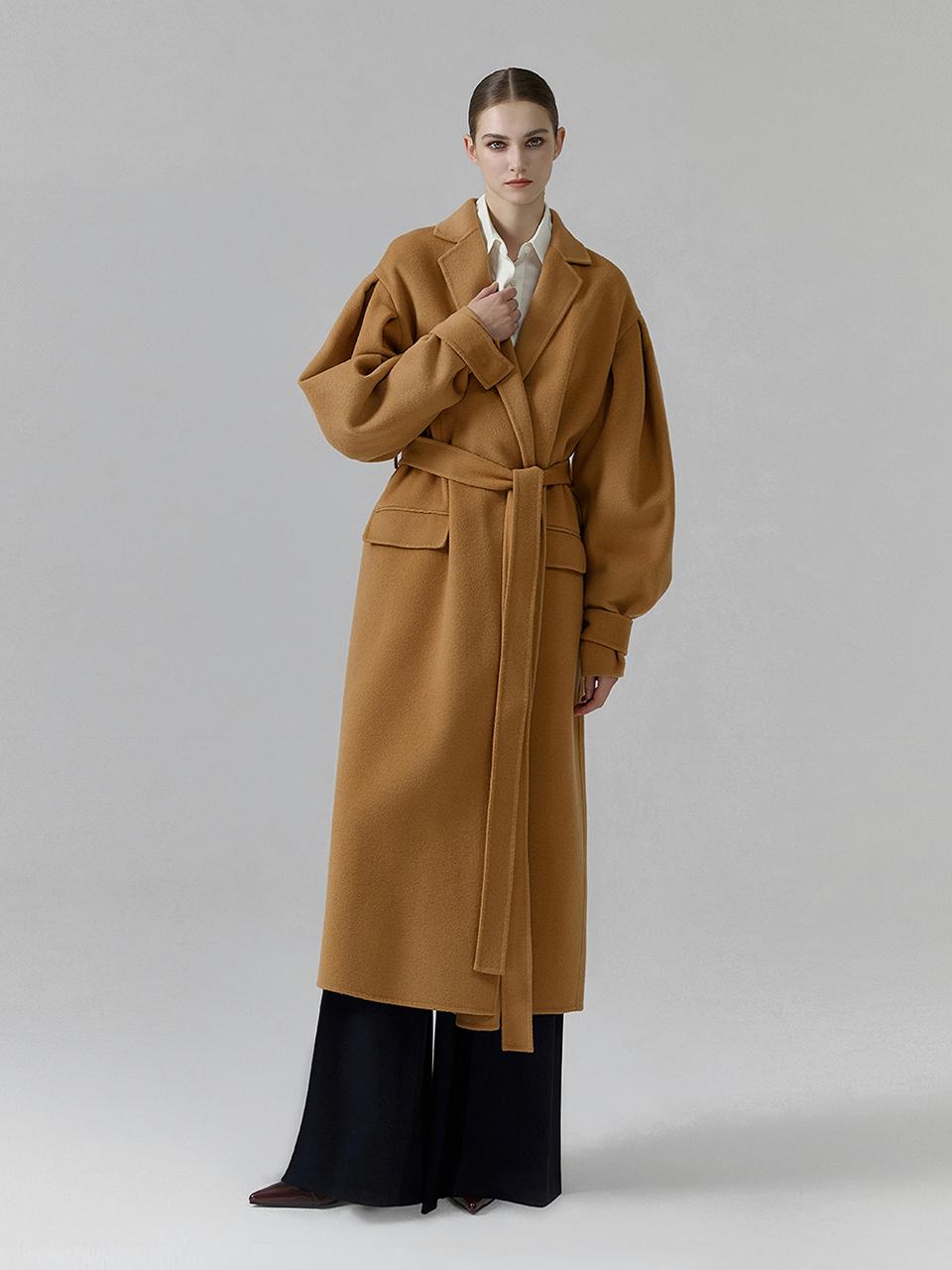 NUMERO SETTE Oversize Wool Cashmere Relaxed Fit Coat [Beige]