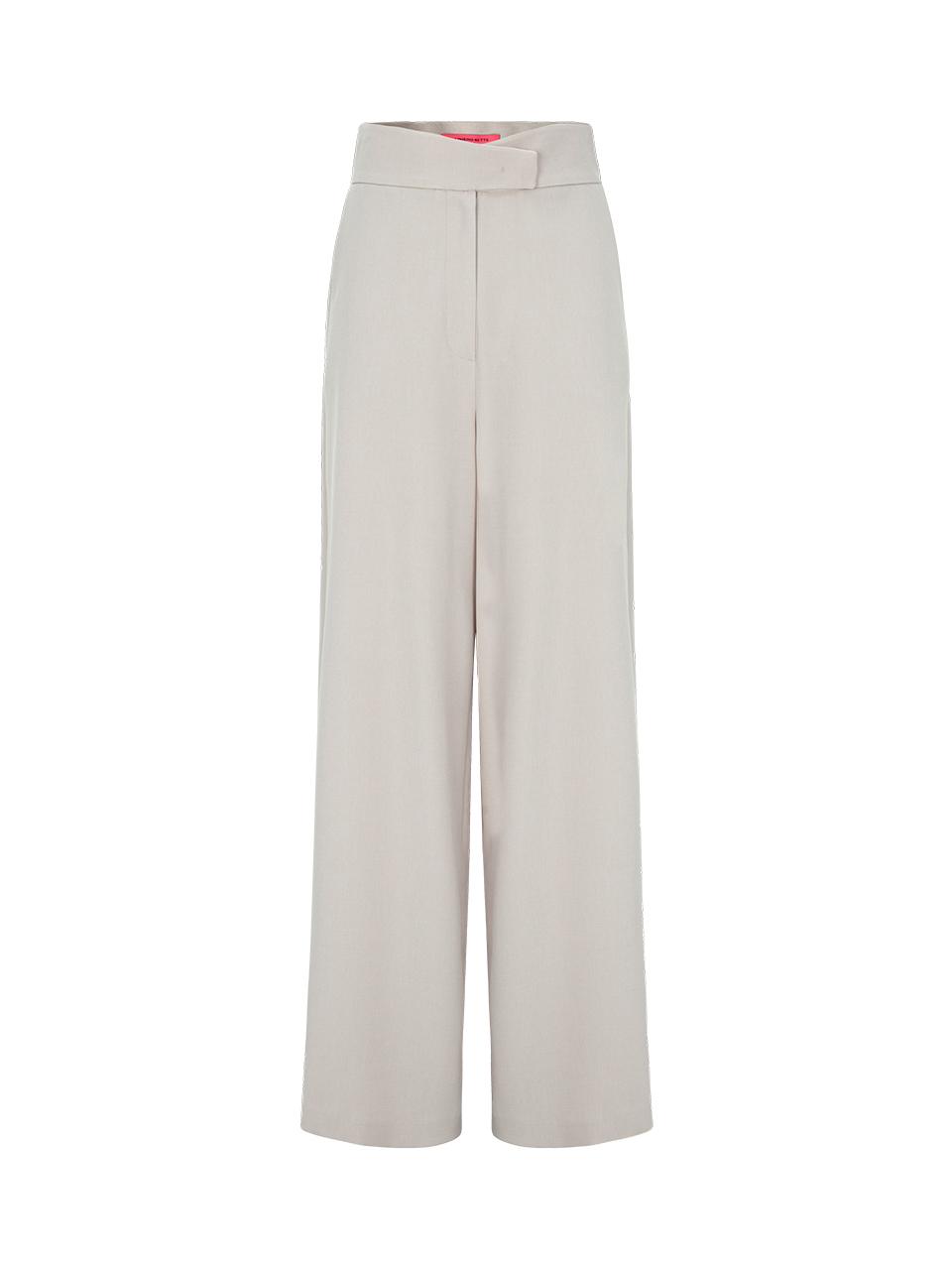 NUMERO SETTE Side Slit Straight Premium Pants [Beige]
