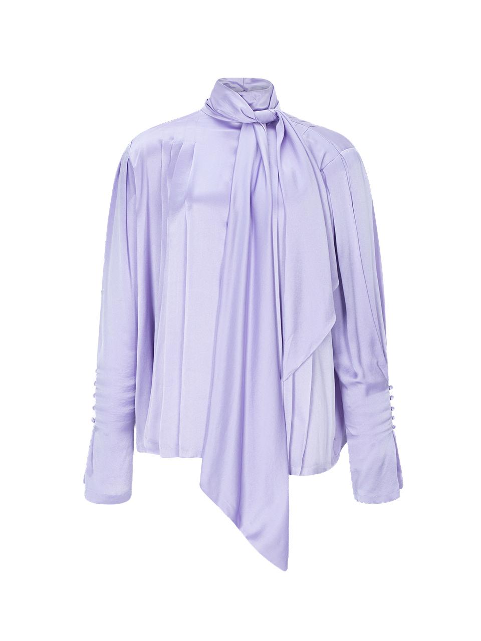 NUMERO SETTE Silk Tie Pleated Detachable Blouse [Light Purple]