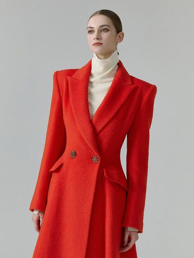 NUMERO SETTE Suri Alpaca Wool Double Tailored Coat [Orange]