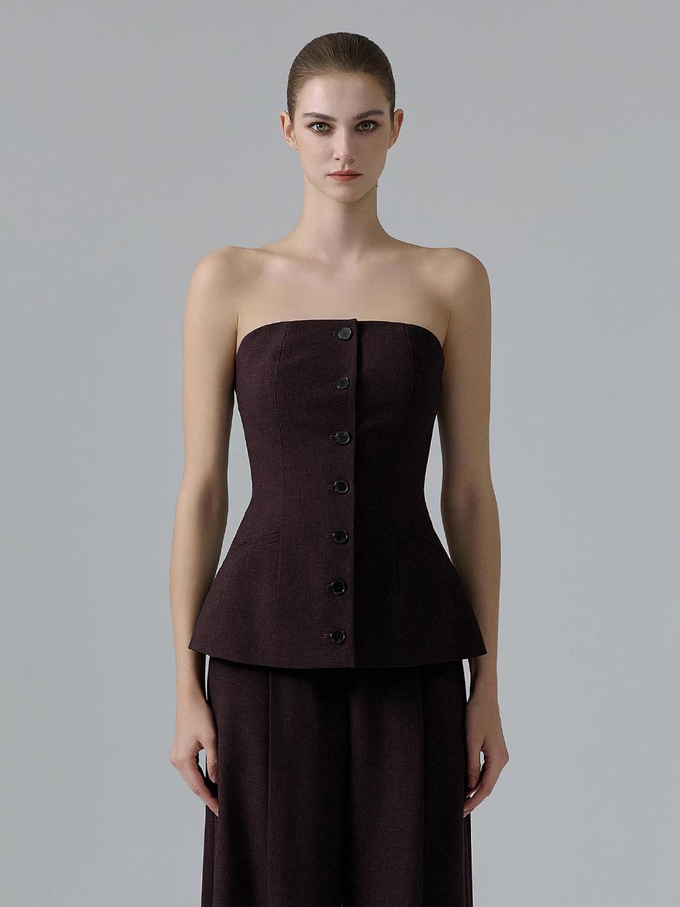 NUMERO SETTE Tailored Single Breasted Bustier [BROWN]