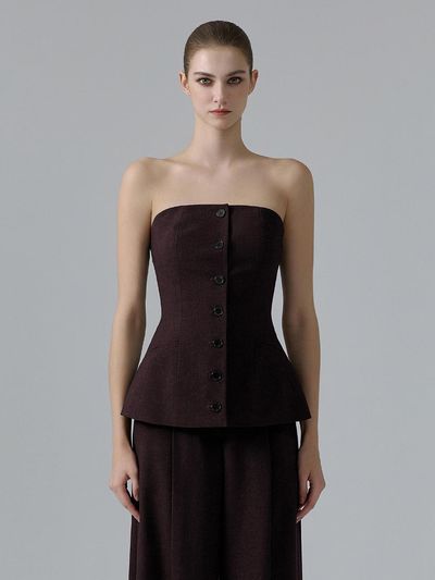 NUMERO SETTE Tailored Single Breasted Bustier [BROWN]