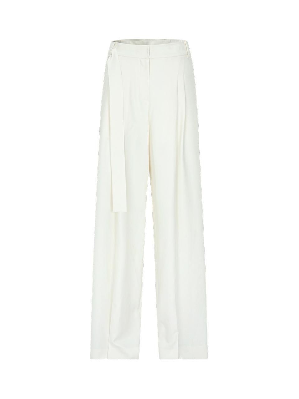 NUMERO SETTE Two Tuck Belted Wide Pants [Ivory]