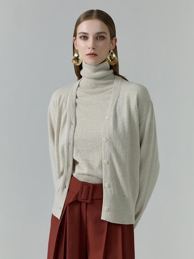 NUMERO SETTE Whole Garment Premium Wool Turtleneck Knit [Beige]