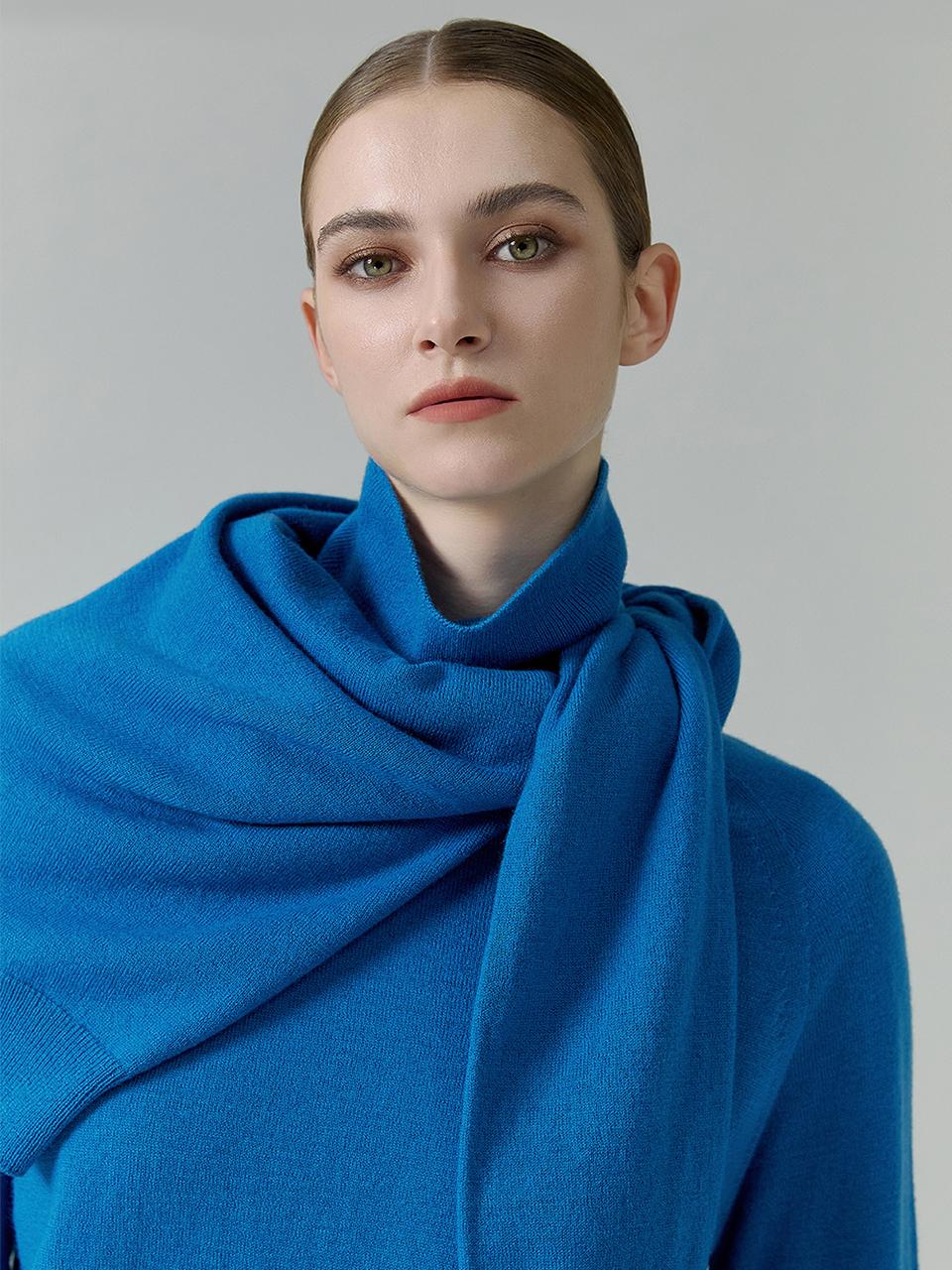 NUMERO SETTE Whole Garment Premium Wool Turtleneck Knit [Blue]