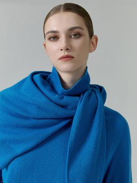 NUMERO SETTE Whole Garment Premium Wool Turtleneck Knit [Blue]