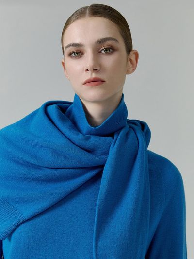 NUMERO SETTE Whole Garment Premium Wool Turtleneck Knit [Blue]