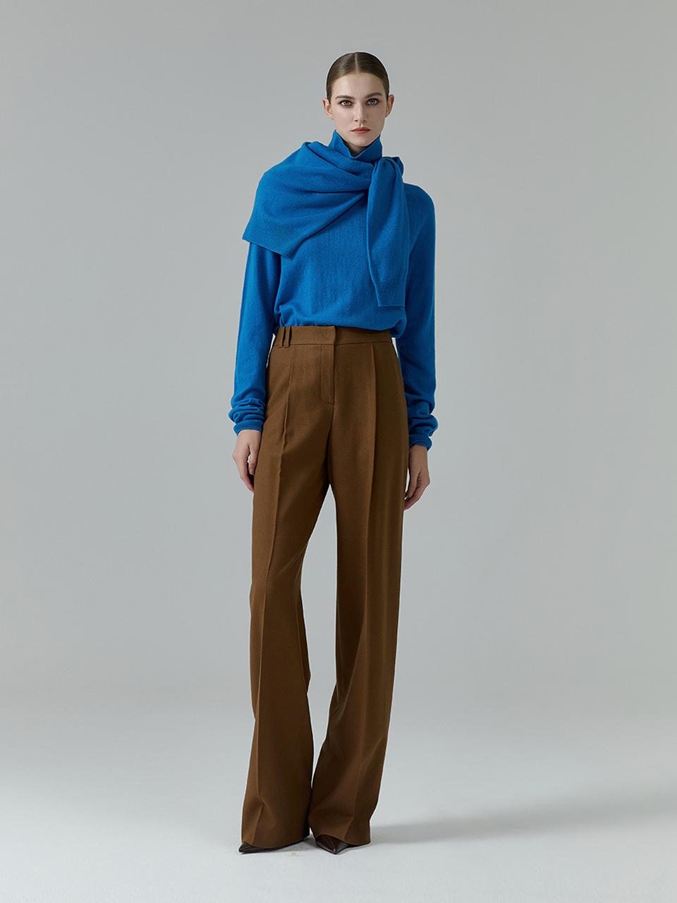 NUMERO SETTE Whole Garment Wool V Neck Cardigan [Blue]