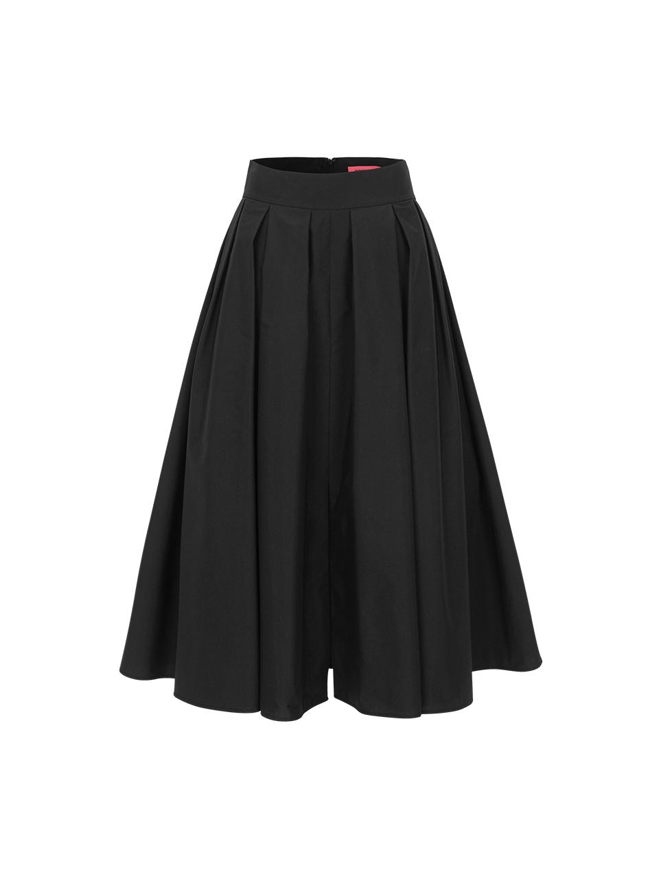 NUMERO SETTE Wide Pin Tuck Pleated Maxi Skirt [Black]