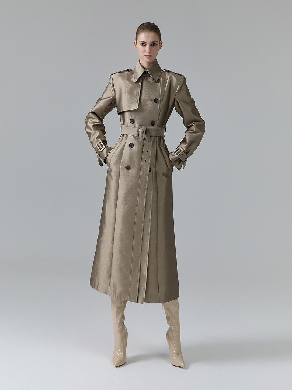 NUMERO SETTE Wool Silk Classic Trench Coat [Beige]
