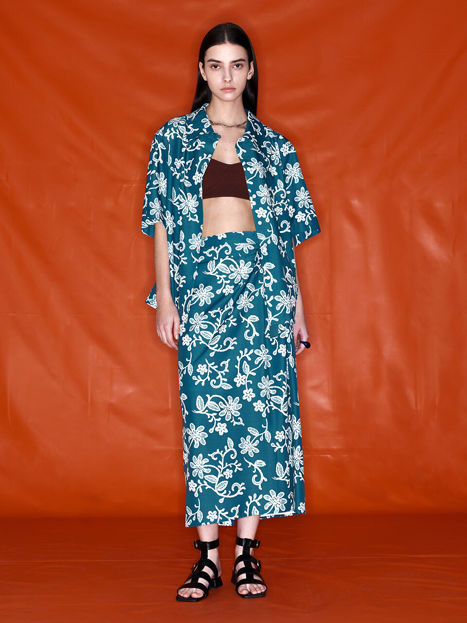 NUVO.10 Baison Flower Pattern Ribbon Skirt