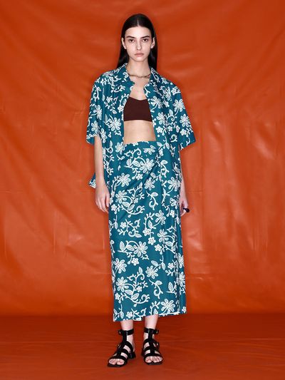 NUVO.10 Baison Flower Pattern Ribbon Skirt