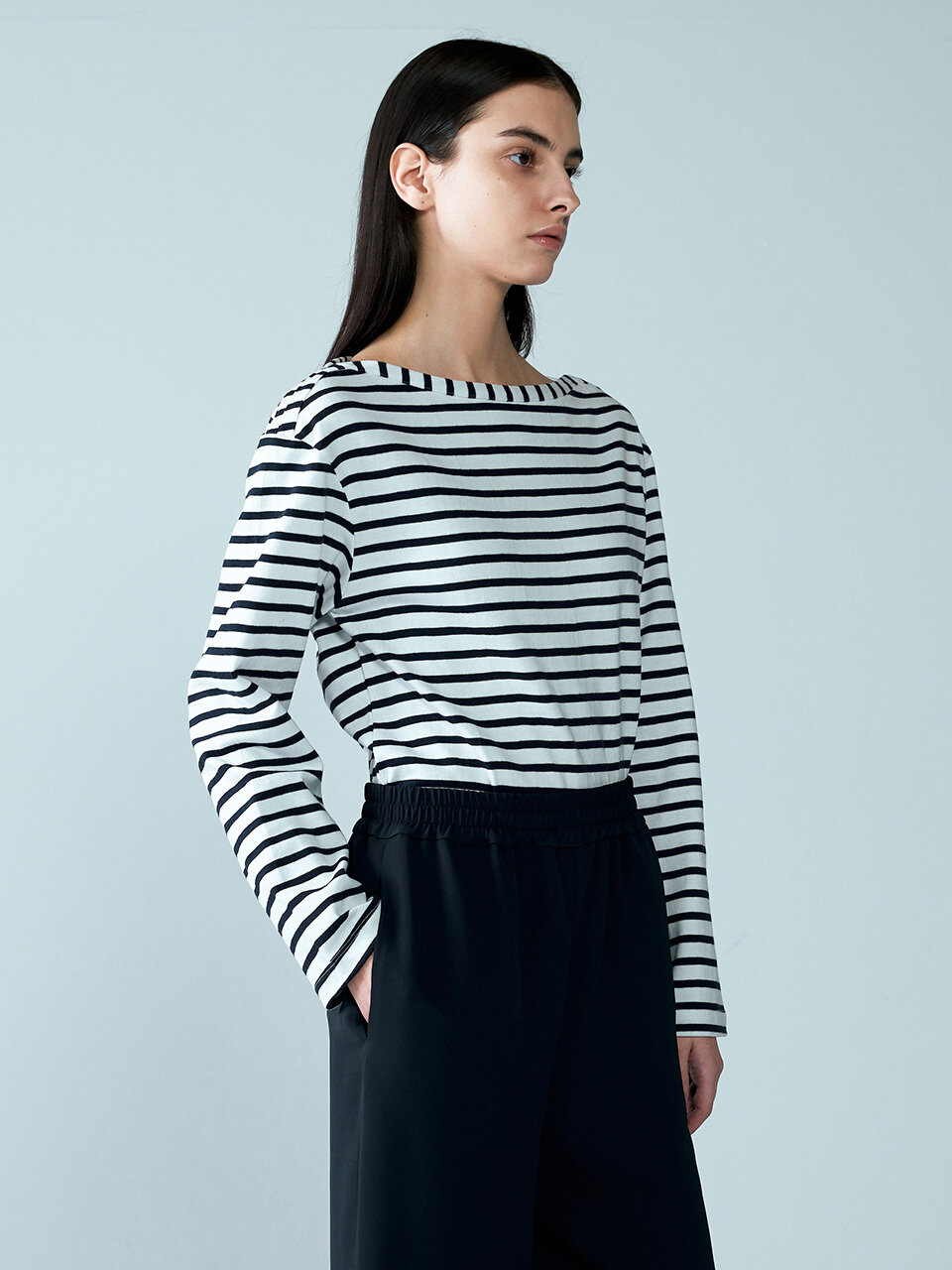 NUVO.10 Boat Neck Stripe T-shirt