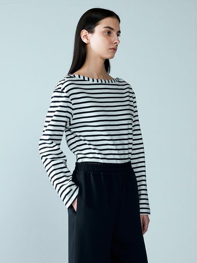 NUVO.10 Boat Neck Stripe T-shirt