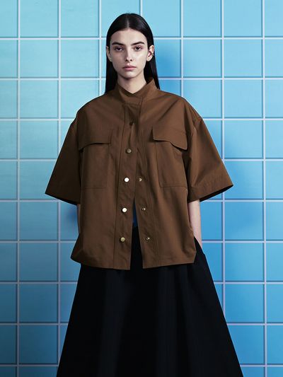 NUVO.10 Caribe Henry Neck Flap Pocket Blouse