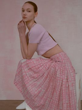 NUVO.10 Double Side Pin Tuck Pleats Long Skirt