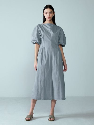 NUVO.10 Waist Pin-tuck Line Puff Dress