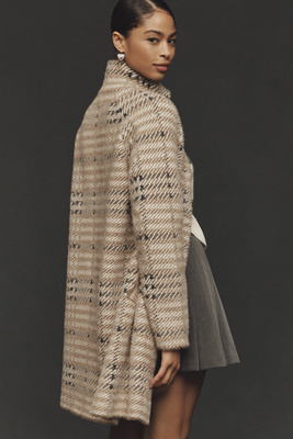 NVLT - Eyelash Knit Houndstooth Plaid Coatigan Jacket