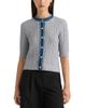 Nvlt Nvlt Denim Trim Cable Knit Short Sleeve Sweater - 1