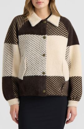 NVLT NVLT Eyelash Cropped Bomber Coatigan