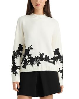 Nvlt Nvlt Mock Neck Floral Applique Sweater