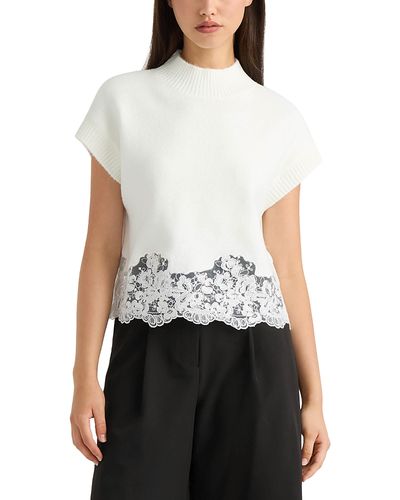 Nvlt Nvlt Mock Neck Lace Hem Sweater