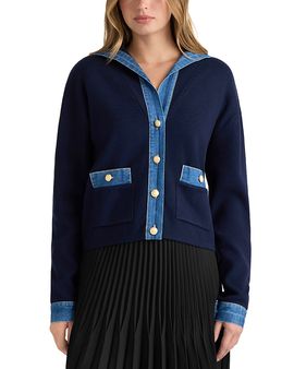 Nvlt Nvlt Sailor Collar Denim Trim Cardigan