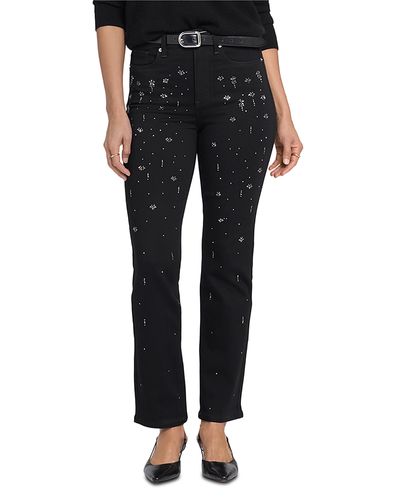 Nydj Nydj Marilyn High Rise Scatter Rhinestone Straight Jeans in Black Rinse
