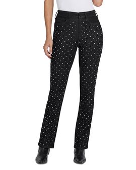 Nydj Nydj Marilyn High Rise Studded Straight Jeans in Black Rinse