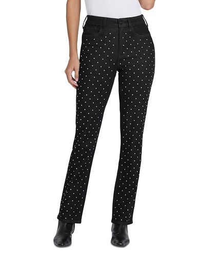 Nydj Nydj Marilyn High Rise Studded Straight Jeans in Black Rinse
