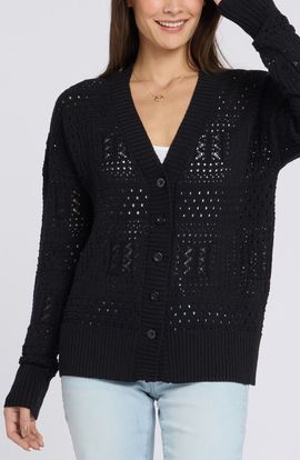 NYDJ NYDJ Mixed Open Stitch Cotton Blend Cardigan