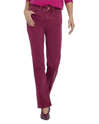 Nydj Nydj Petites Marilyn High Rise Straight Jeans in Retro True Burgundy