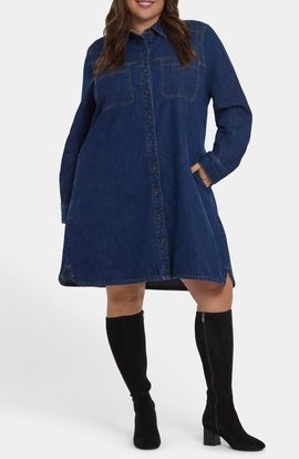 NYDJ NYDJ Reese Long Sleeve Denim Shirtdress
