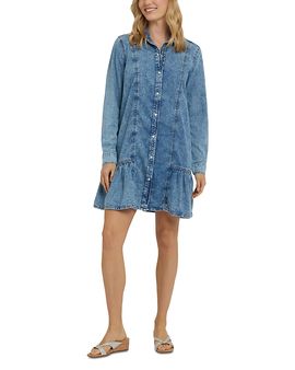 Nydj Nydj Ruffle Hem Denim Shirtdress