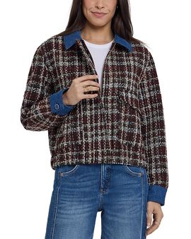 Nydj Nydj Tweed Denim Trim Baseball Jacket