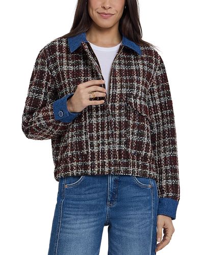 Nydj Nydj Tweed Denim Trim Baseball Jacket
