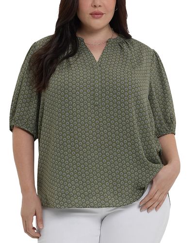 Nydj Plus Nydj Plus Short Puff Sleeve Popover Top