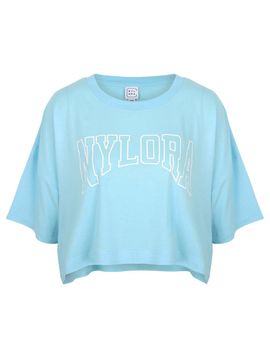 NYLORA LAUREN GRAPHIC TOP AQUA BLUE